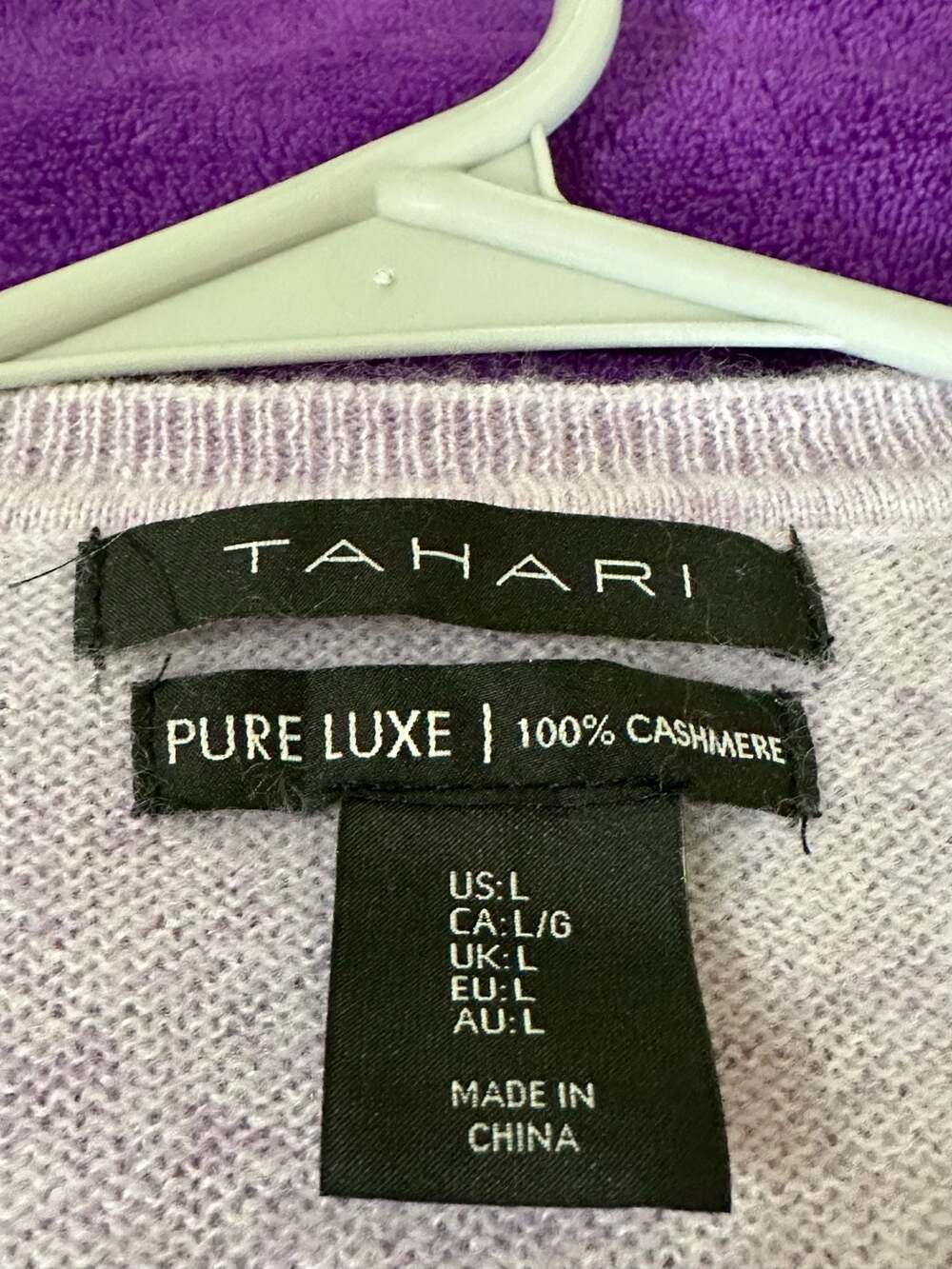 Tahari Pure Luxe 100% Cashmere Purple Crewneck Sweater